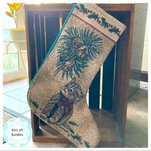 Giordano Kitten Christmas stocking, standard size. Lovely textured print